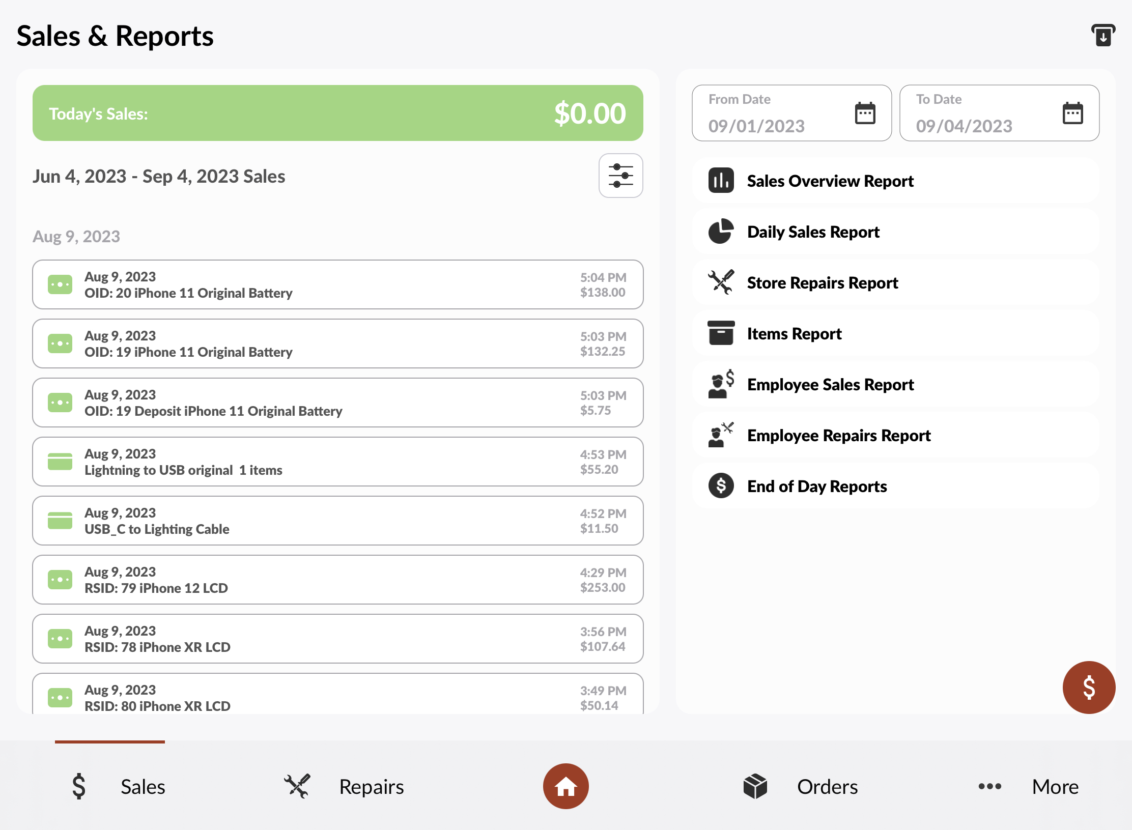 screenshot of Repair Spots